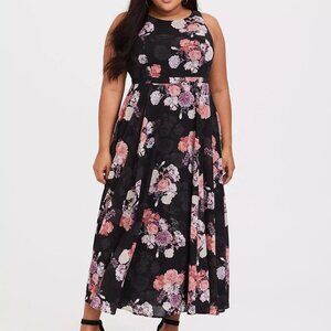 Black Floral Georgette Maxi Dress